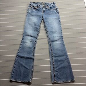 Silver Jeans Co Aiko Mid Rise Flare Jeans Womens 26x33 Blue Denim L93208SJL311